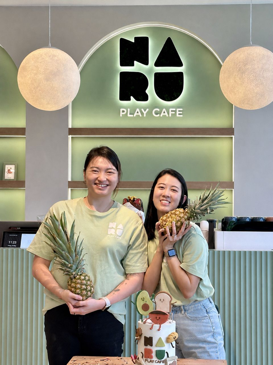 Hui Ru and Nana, co-founders of Naru Play Café, on opening day.